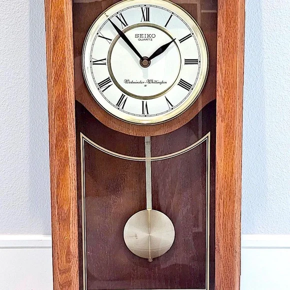 1970s SEIKO WESTMINSTER WHITTINGTON QUARTZ PENDULUM WALL CLOCK